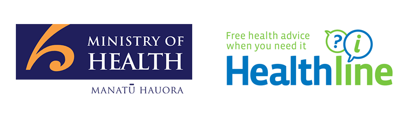 ministry of health logo alongside healthline logo